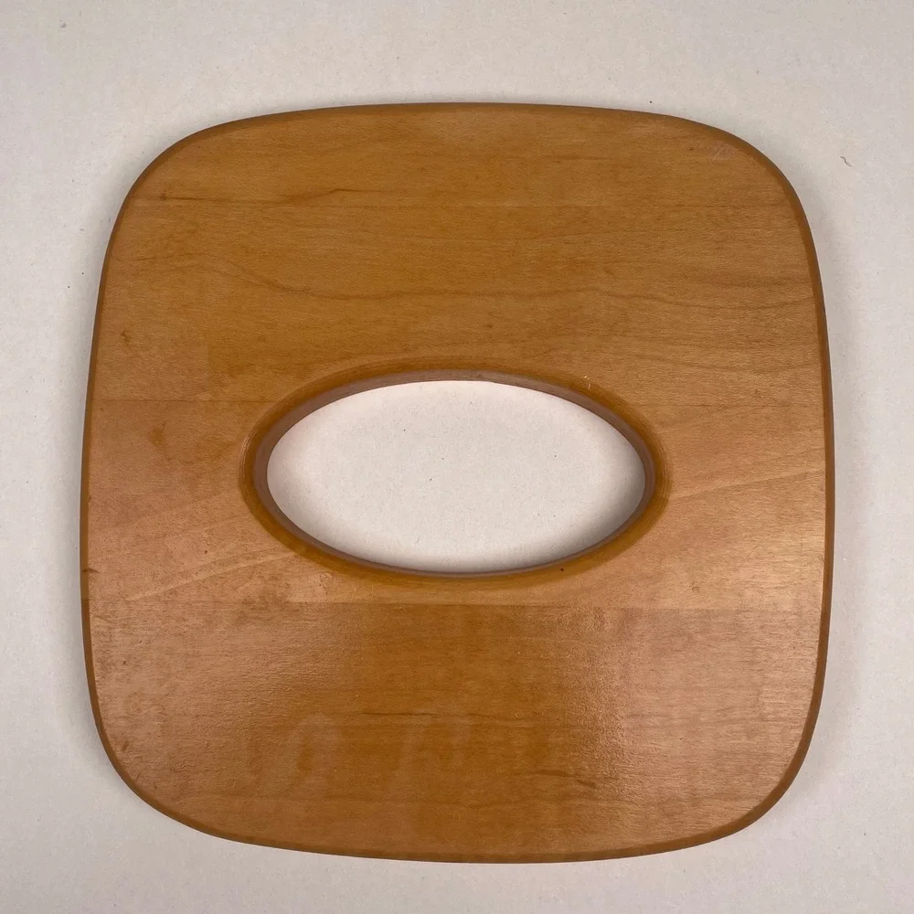 Vintage Longaberger Woodcrafts Tissue Box Basket Lid Maple Wood Square Oval